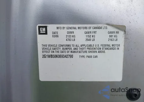 2006 Chevrolet Impala Ls z USA, uszkodzony, nr VIN 2G1WB58K069342790